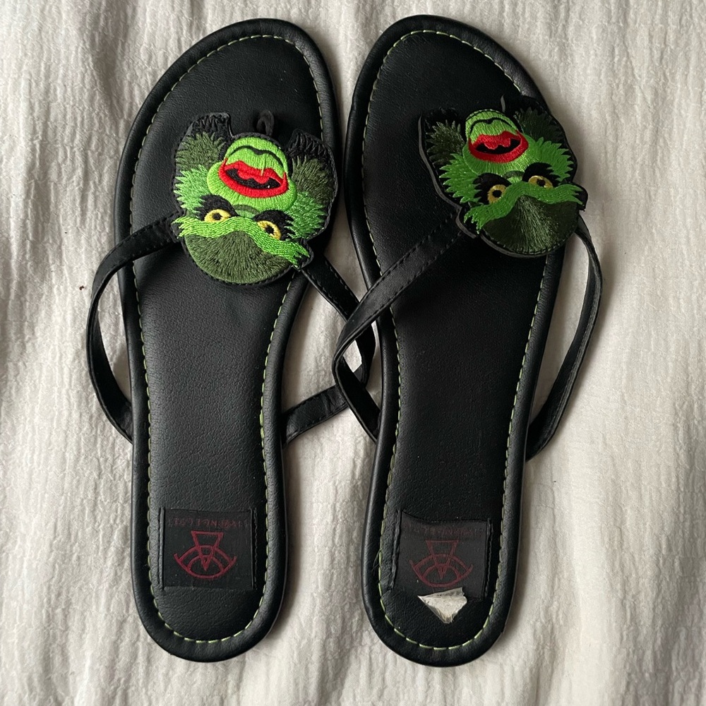 Strange Cult Betty Creature of the Black Lagoon Embroidered Flip Flopss